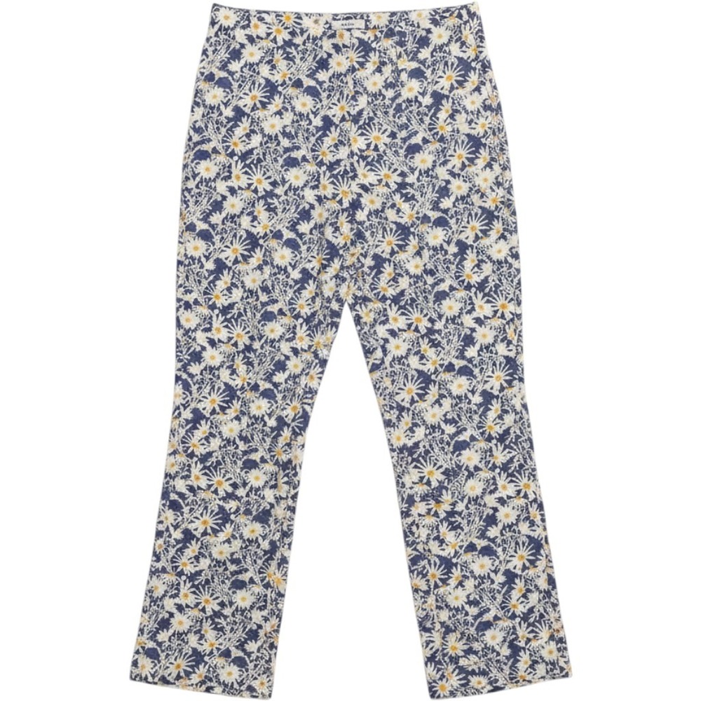 RVCA Drip Pant Blue Daisy Floral High Waisted Straight Leg Trousers Size 24 NEW
